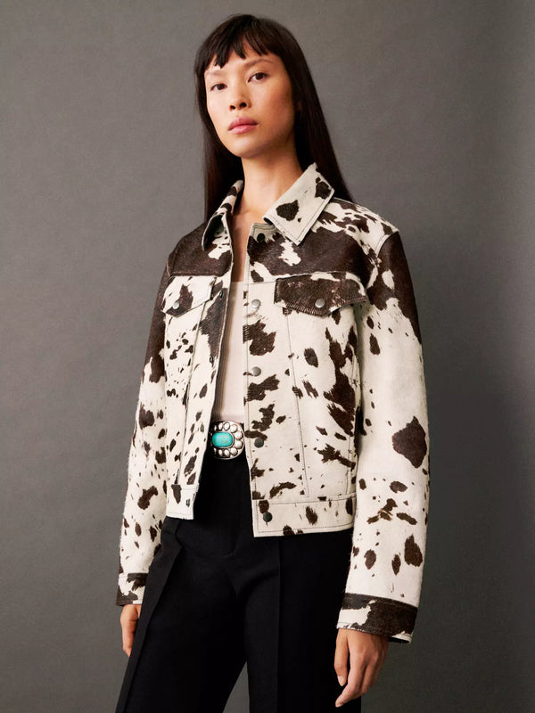 Printed leather jacket