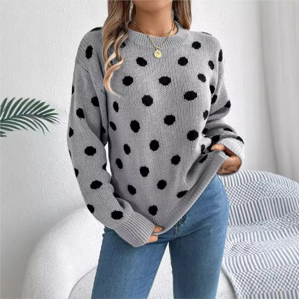 Nuala - Knitted Sweater With Polka Dot Pattern