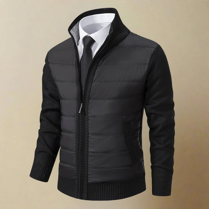 Feodor - Warm Jacket with Stand-up Collar and Zipper