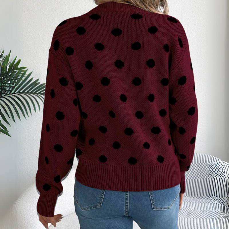 Nuala - Knitted Sweater With Polka Dot Pattern