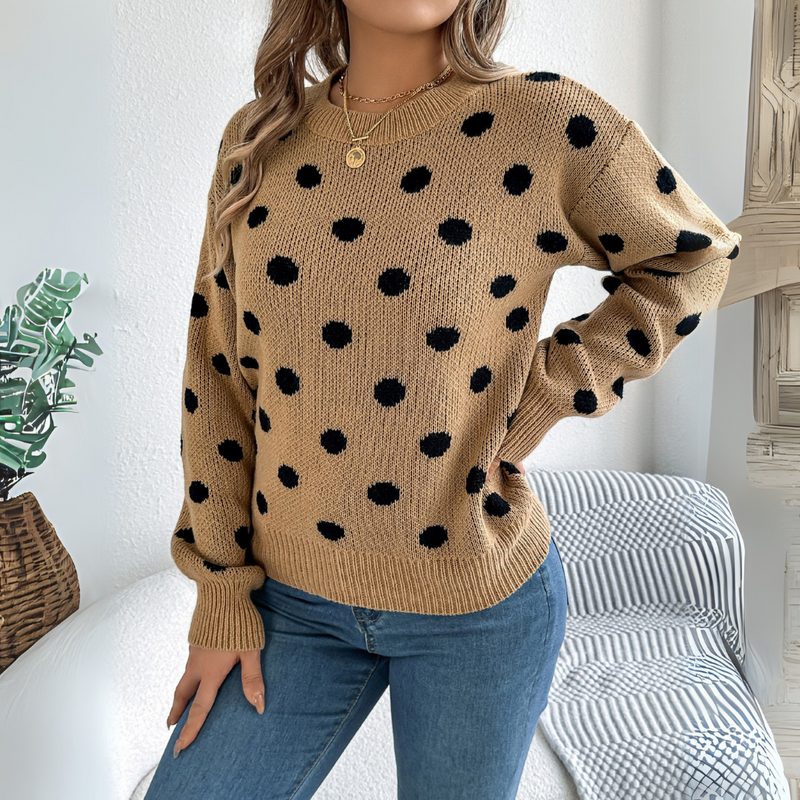 Nuala - Knitted Sweater With Polka Dot Pattern