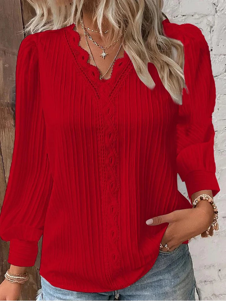 Lakisha - V-Neck Long Sleeve Blouse