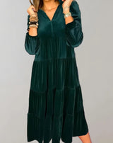 Melba - Loose Velvet Dress With V-Neckline