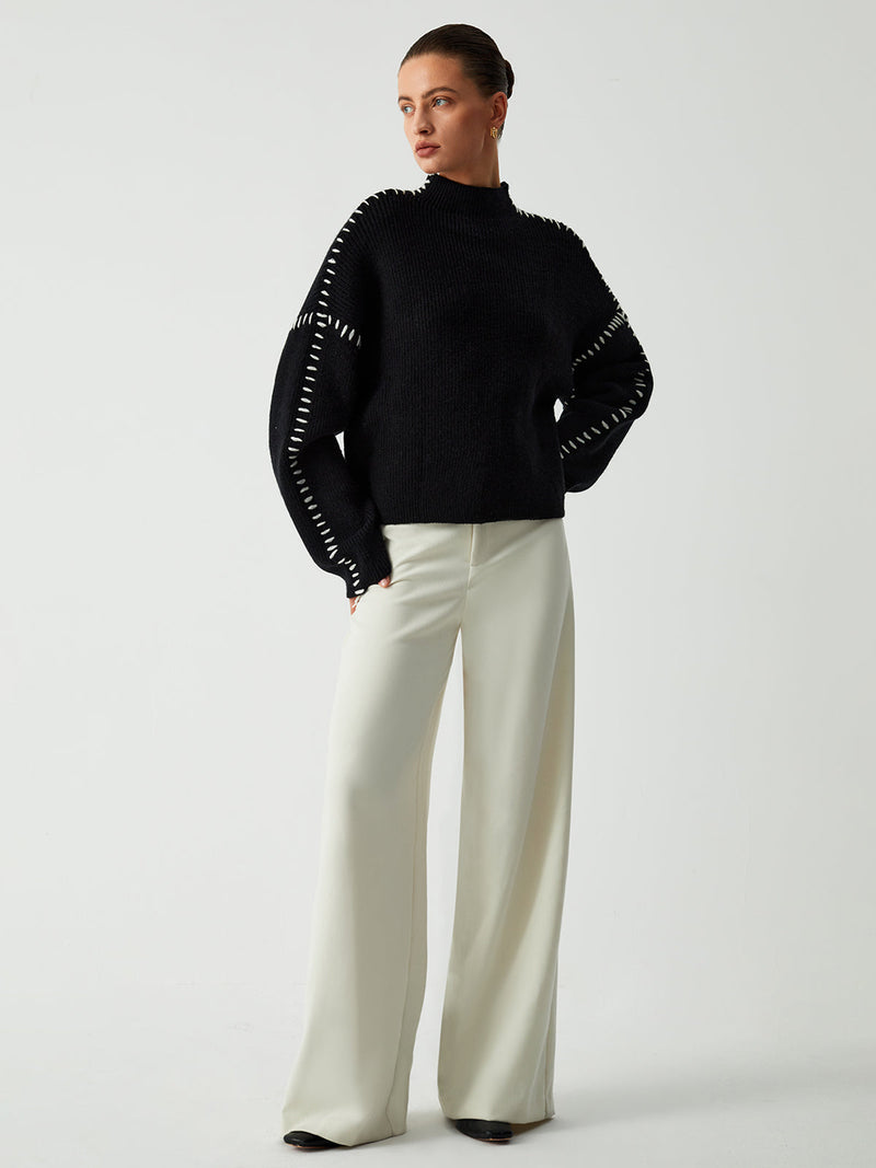 Marcella – Turtleneck Sweater With Pique Stitch