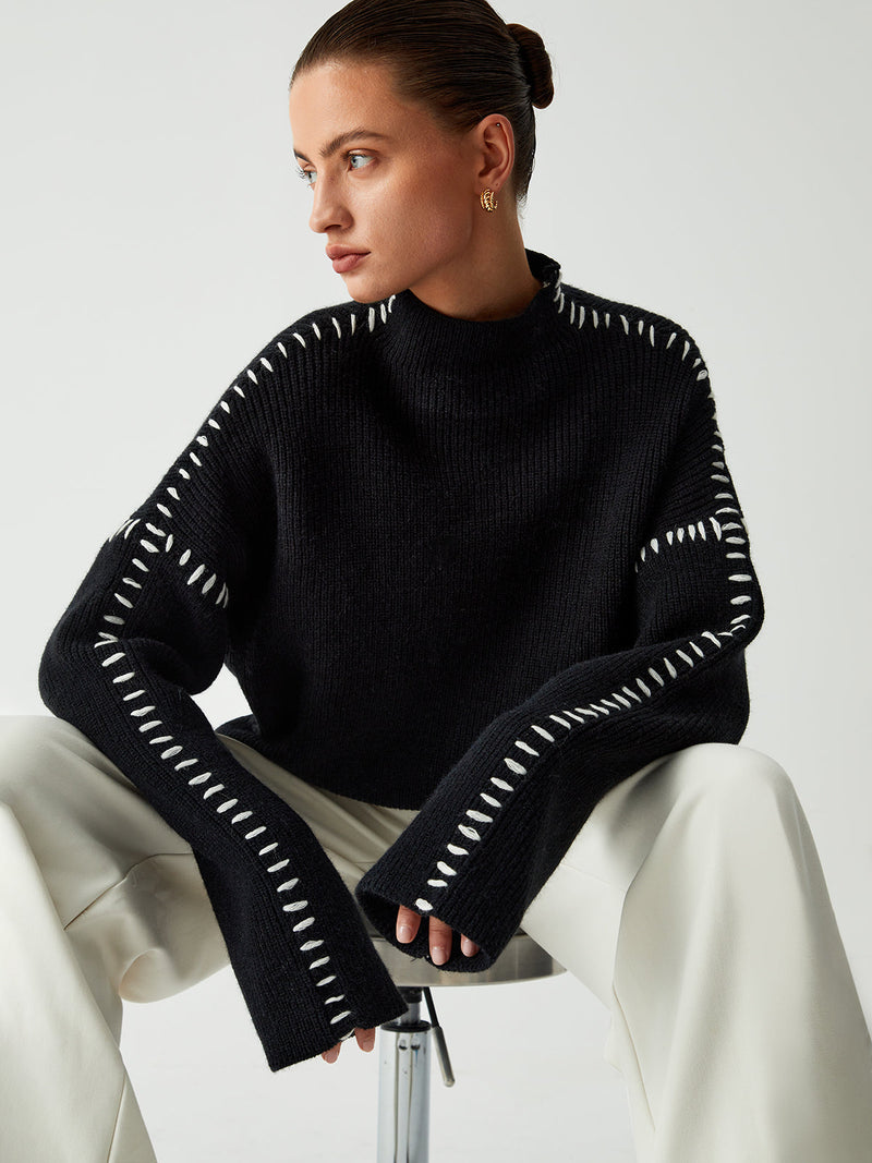 Marcella – Turtleneck Sweater With Pique Stitch