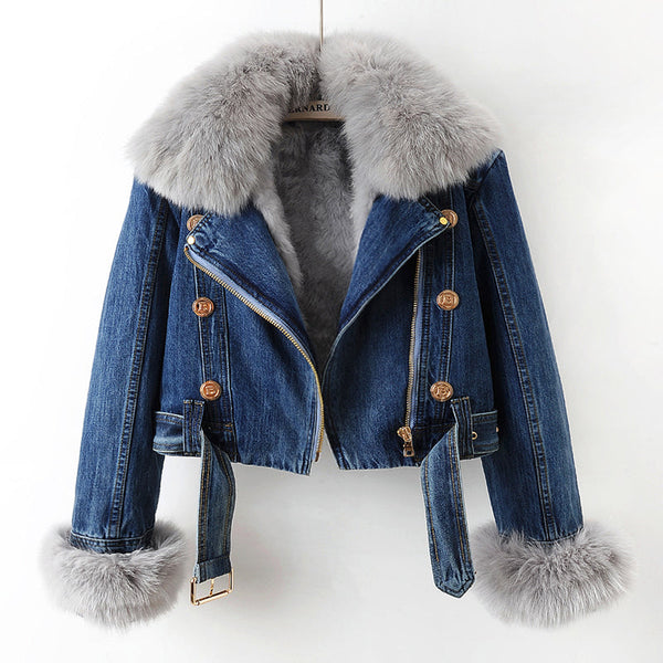 Hilde - Fitted Denim Jacket With Fur Lining