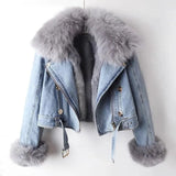 Hilde - Fitted Denim Jacket With Fur Lining