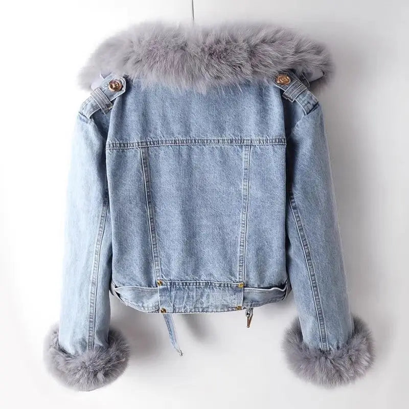 Hilde - Fitted Denim Jacket With Fur Lining