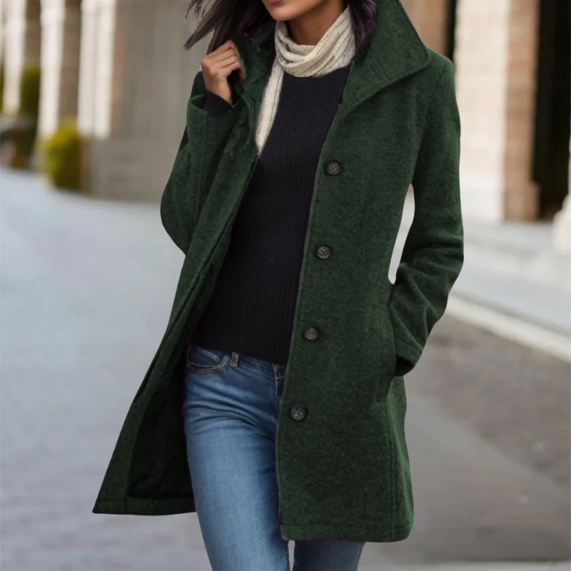 Zuleika - Mid-Length Warm Wool Coat for Winter