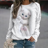 Gaby - Long Sleeve Sweatshirt With Cat Print