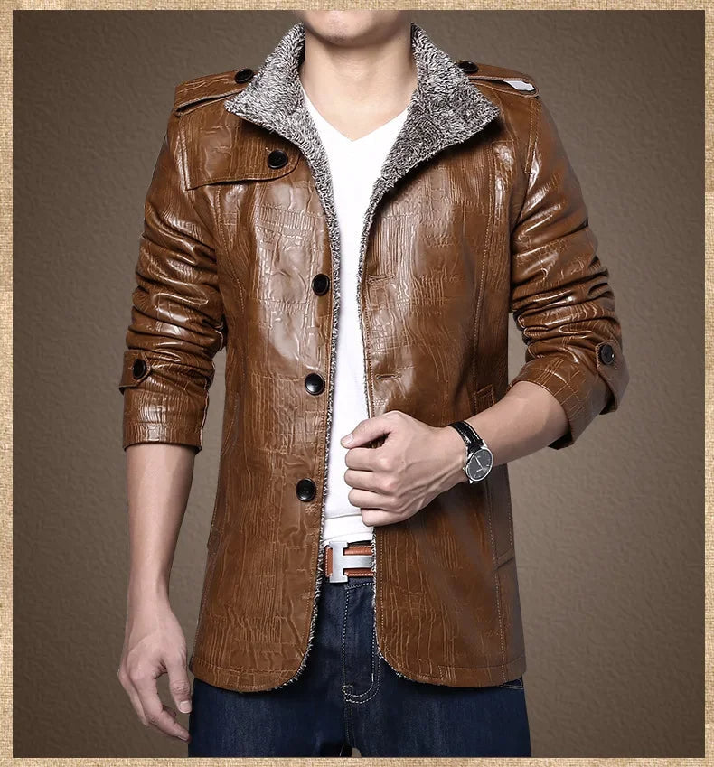 Hiram - Fleece Lined Leather Jacket