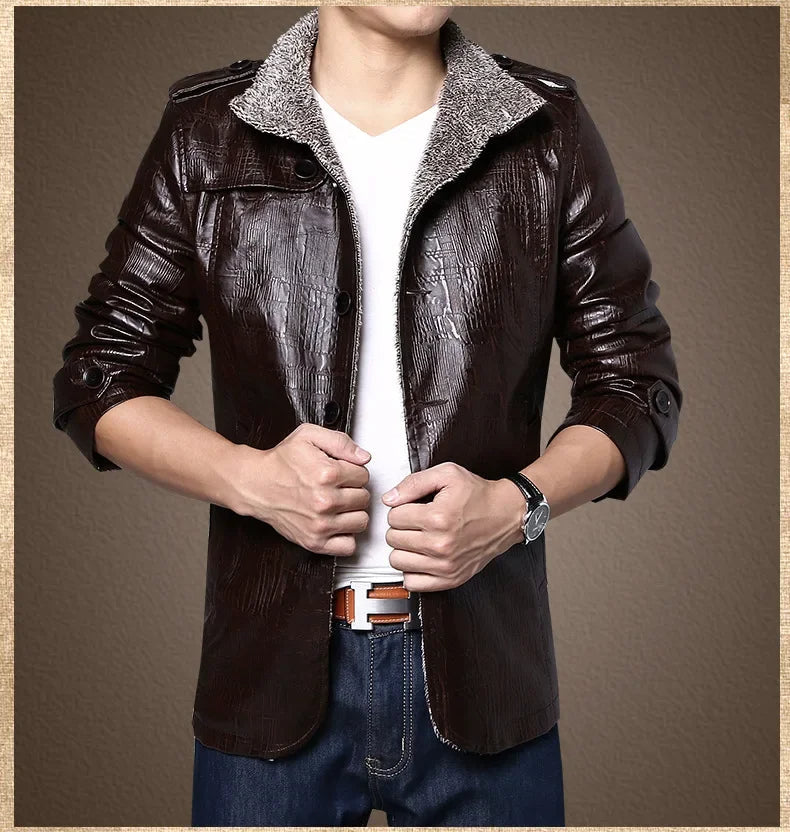 Hiram - Fleece Lined Leather Jacket