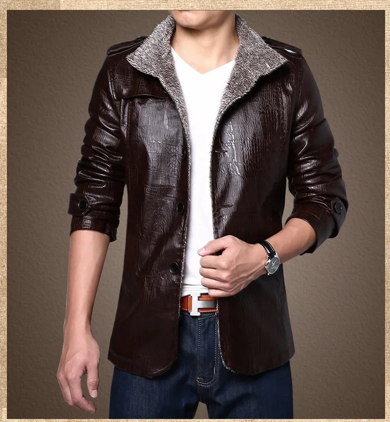 Hiram - Fleece Lined Leather Jacket