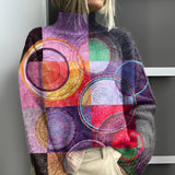 Jasmine - Colorful Patterned Knit Turtleneck Sweater